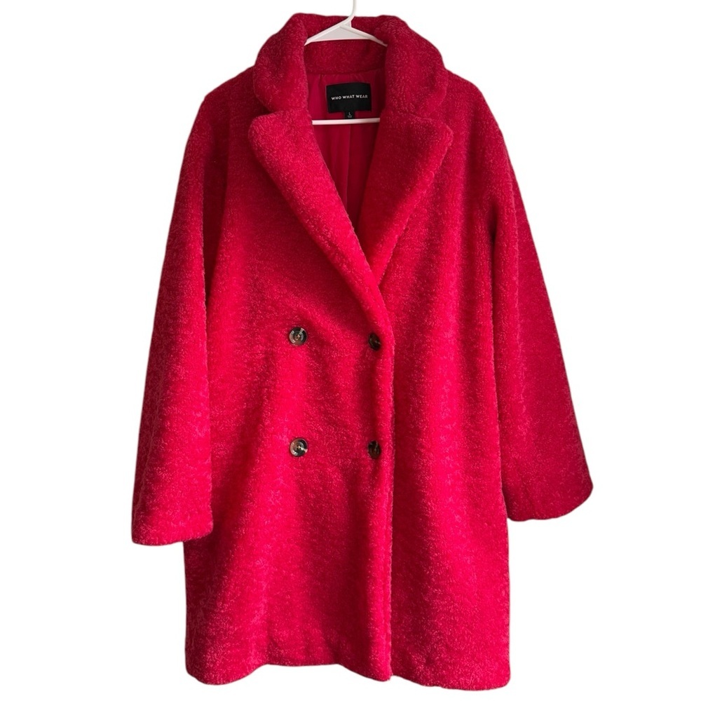 Who What Wear Pink Long Sleeve Teddy Jacket Size Large - Picture 3 of 8